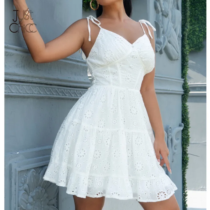 

Justchicc Key Hole Ruched Solid Date Mini Dress For Women Lace Up Backless A-Line Dresses V Neck High Waist Sexy Party Vestidos