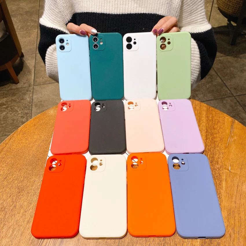 Мягкий силиконовый чехол карамельного цвета с прямыми краями для iPhone 13 Pro Max |