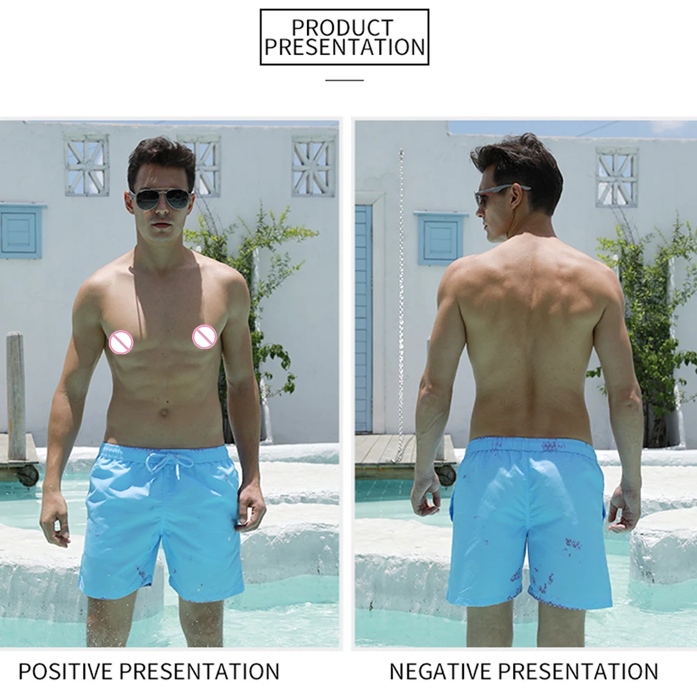 

Men Color-Changing Beach Shorts Quick Dry Discoloration Bathing Swimwear Trunks Fashion Casual Short Swimming Pants