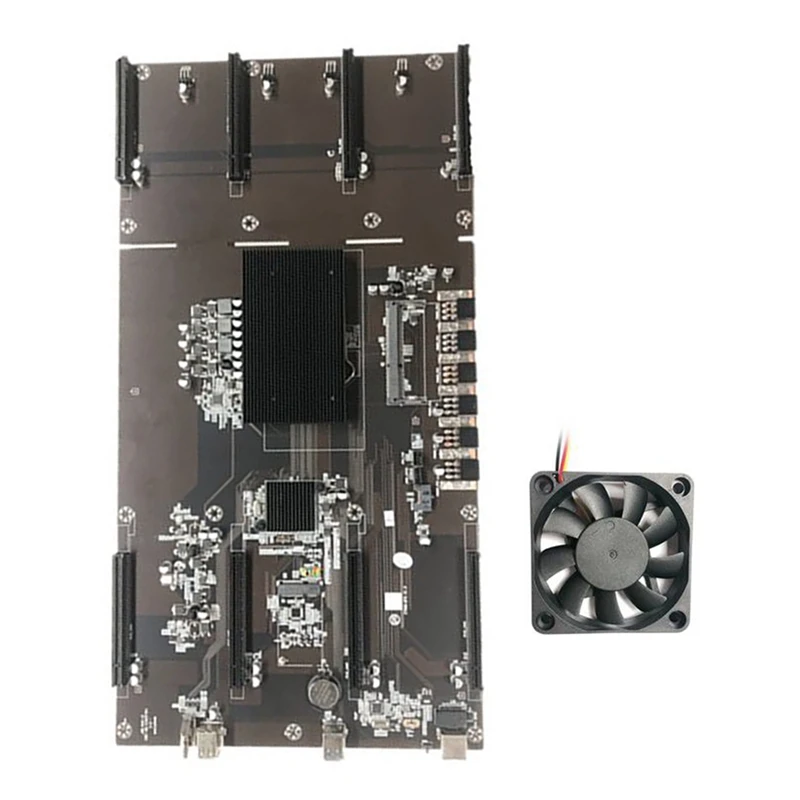 

ETH80 B75 Mining Machine Motherboard with Fan IDC 4U Chassis LGA1155 DDR3 RAM 8 PCIe 16X SATA3.0 USB3.0 for BTC Mining