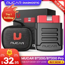 MUCAR BT200/BT200 Pro OBD2 Bluetooth Diagnostic Tool Full System Diagnose Oil SAS 15 Reset OBD 2 Scanner for All Car Code Reader