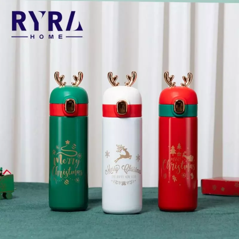 

NEW IN Cute Christmas Deer Stainless Steel Water Bottle Thermos Vacuum Flasks Travel Coffee Mug Thermo Cup For Cute Antlers Gift