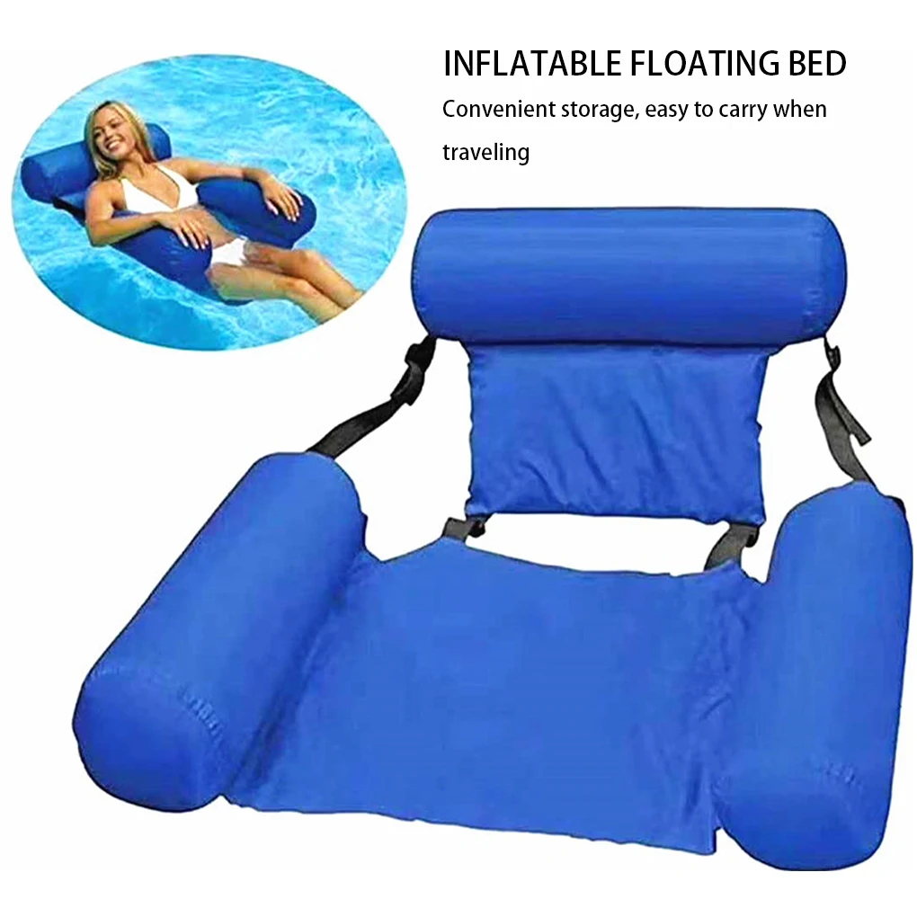 Swimming Pool Mattress Recliner Water Sports Hammock Foldable Portable Inflatable Floating Row Back Cushion Summer Party PVC