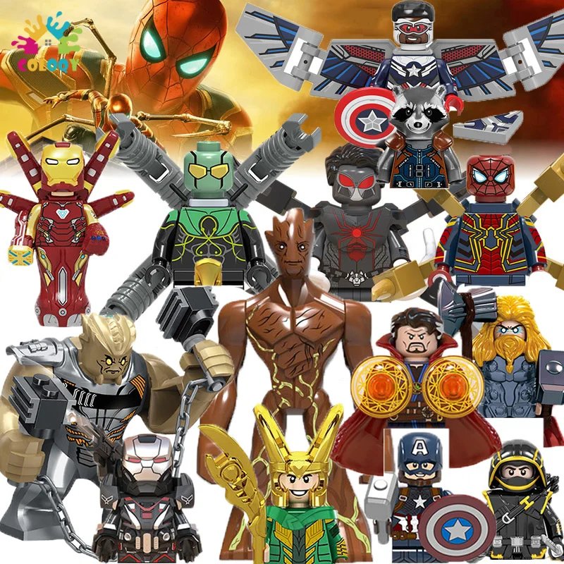 

Disney Spider Heroes Building Blocks Mech Man Doctor Strange Thor Mini Action Figures Bricks Toys For Kids Christmas Gifts