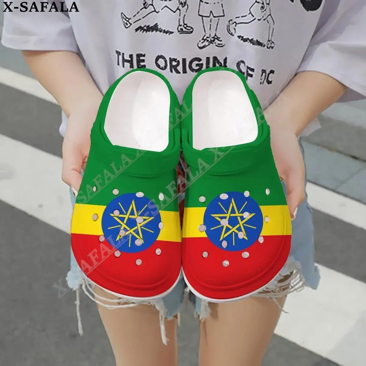 

Классические сандалии для мужчин и женщин, летняя пляжная обувь, легкий вес, Эва, клоги, 3D принт, любимая Эфиопия страна-1