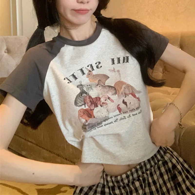 

Женская футболка с коротким рукавом и мультяшным принтом, из модала и хлопка