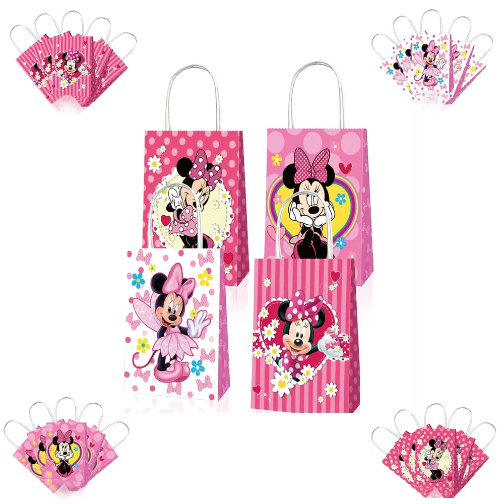 Gift Bags Popcorn Boxes Kids Minnie Birthday Party Decoration Gift Bag Baby Shower Supplies