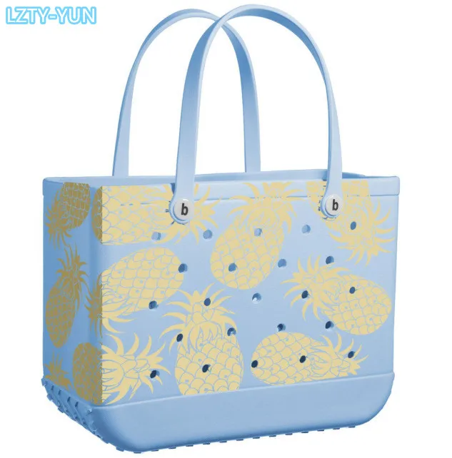 

Женская летняя пляжная сумка из ЭВА, модная уличная однотонная сумка с принтом, вместительная корзина для хранения