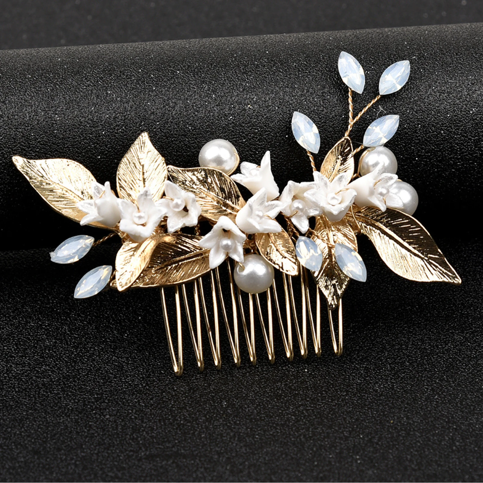 

Hair Combs Bridal Hair Clips Accessories Wedding Crystal Peals Jewelry Handmade Women Head Ornaments Headpieces For Bride ML