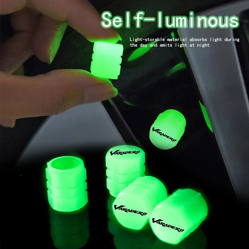 

4pcs Motorcycle Luminous Tire Valve Air Port Stem Cover Caps For Honda Varadero XL 1000 125 300 750 Dust-proof Lettering Logo