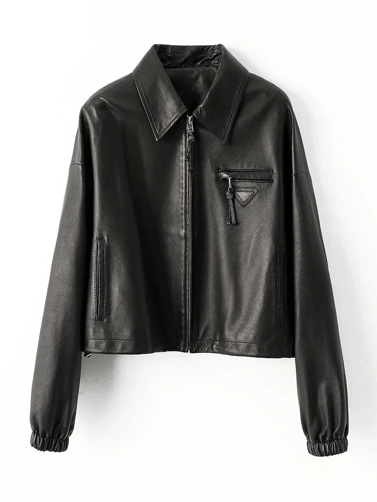 Повседневное простое пальто из натуральной овечьей кожи для женщин тренд 2024 года