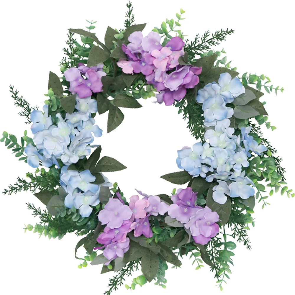 

Spring Wreath Artificial Hydrangea Wreath For All Seasons Round Eucalyptus Wreath For Front Door Farmhouse Wall Decor