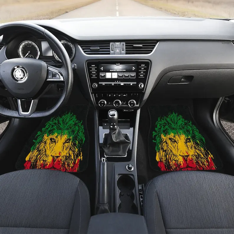 

Colorful Jamaican Rasta Lions Car Mats Back/Front, Floor Mats Set, Car Accessories