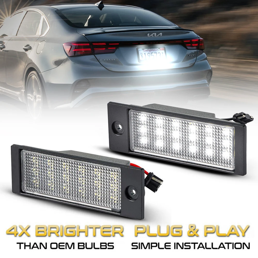 

2PCs For Hyundai Tucson 15-18 IX35 Kia Forte 3 Cerato 4 XCeed Super Brilliant Led Rear Number License Plate Lights Auto Tag Lamp