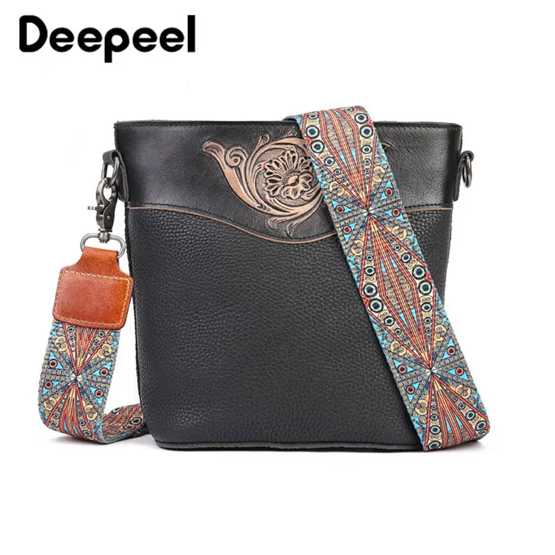 Deepeel 5cm Vintage Boho Wide Bag Strap for Handbag Crossbody Bags 96-138cm Adjustable Cowhide Shoulder Straps Accessories