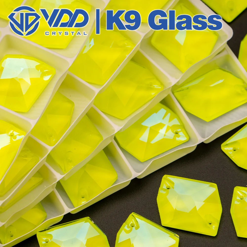 

VDD 17x21mm Cosmic AAAAA K9 Neon Lemon Glass Sew On Rhinestones Sewing Crystal Flatback Stones Clothes Decorations Wedding Dress