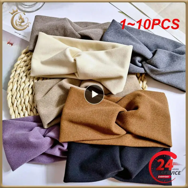 

1~10PCS Gentle Korean Style Wide Headband Women Autumn Cross Knotted Broad Brim Headband Solid Color Hair Accessories Face Wash