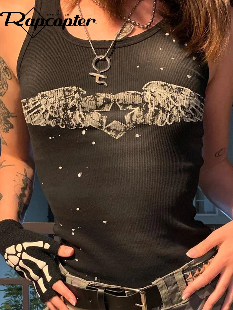 

Топ женский трикотажный без рукавов с круглым вырезом и принтом звезд