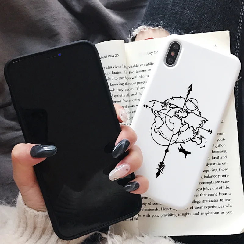 Silicon World Map Phone Case For iPhone 14 13 12 12Pro 11 Pro X XR XS MAX 8 7 Plus Travel Couple TPU Cover For SE 2020 Cases