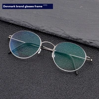 denmark brand pure titanium glasses frame men round screwless ultralight prescription eyeglasses women eyewear optical lens 2022
