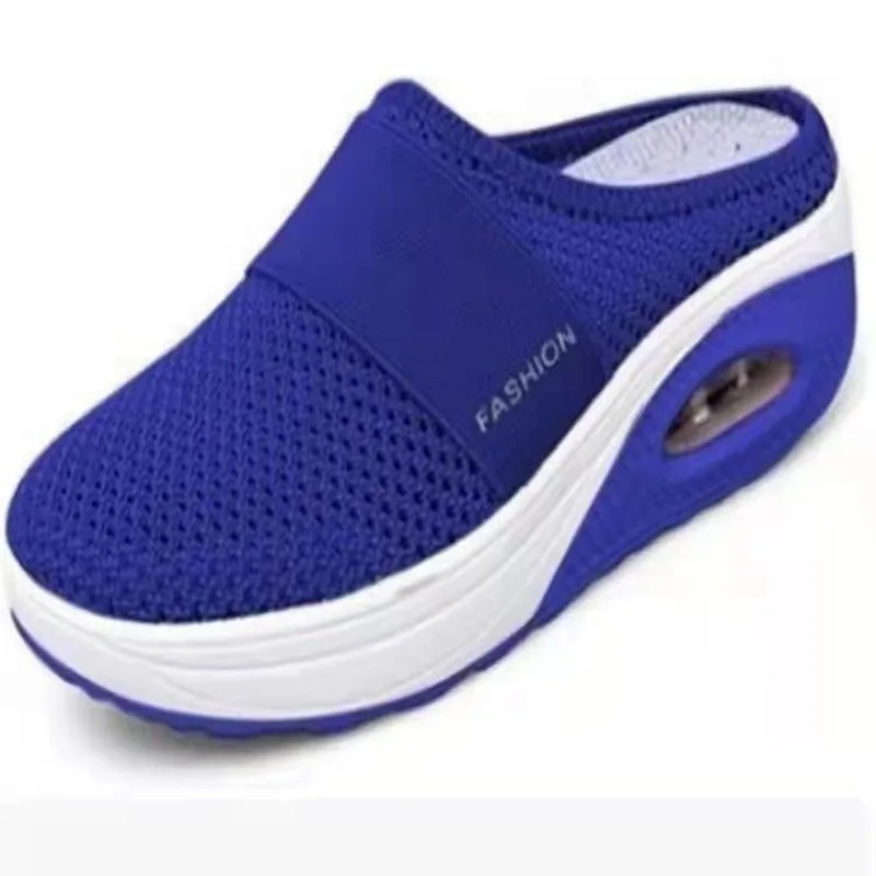 

Spring and summer fashion round toe low-top casual breathable casual thick-soled half-slipper mesh women's single shoes