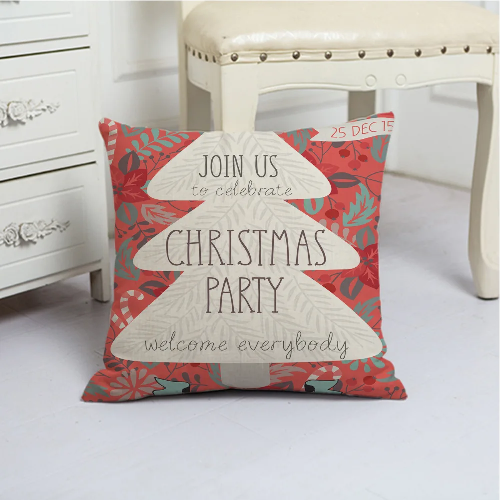 

Санта-Клаус, одиночная льняная подушка из полиэстера, Обложка, украшение для дома, наволочка