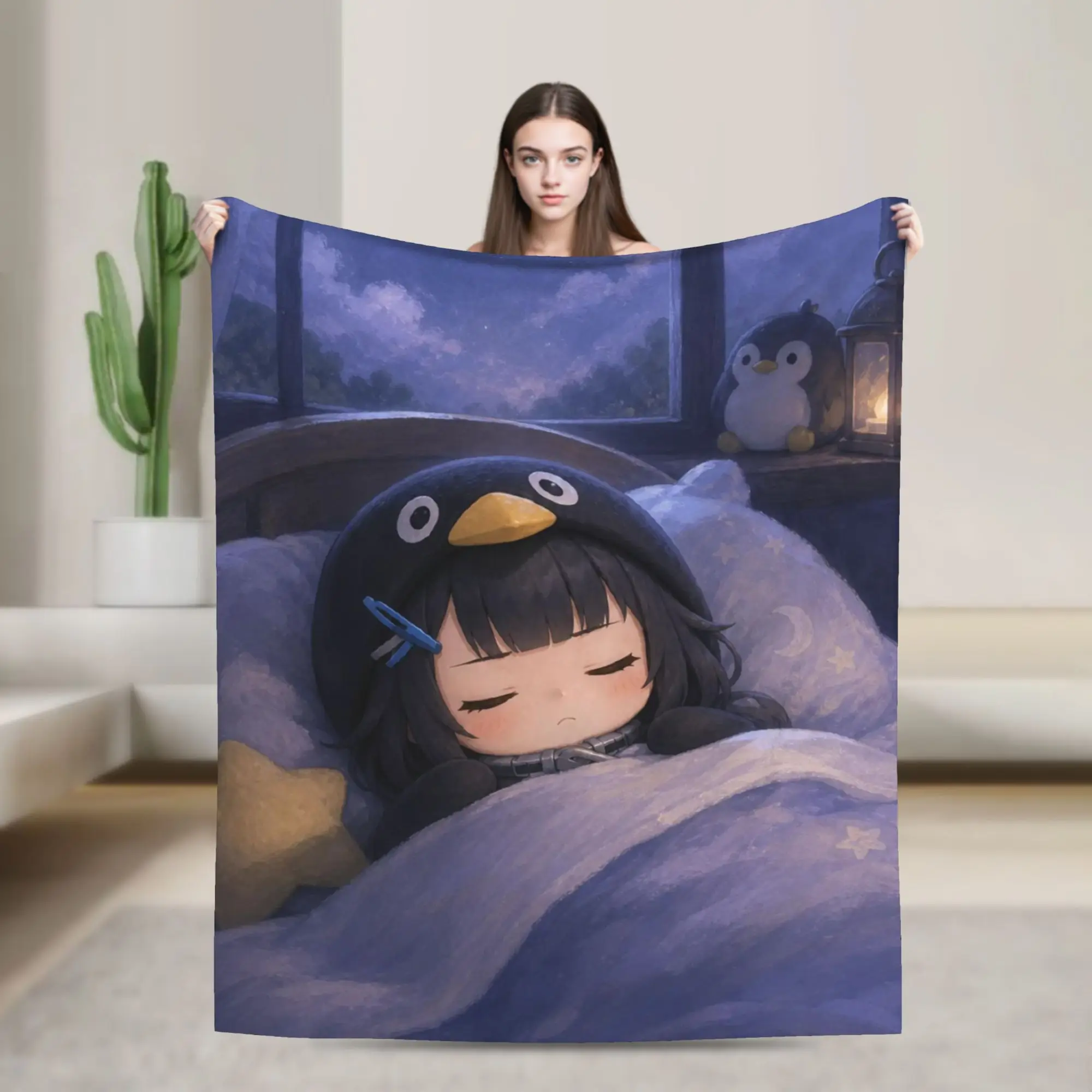 Фото Фланелевое одеяло Gugu Gaga Penguin, модные пледы для сна, покрывало для дивана, кровати, гостиной, 150*125 см №1