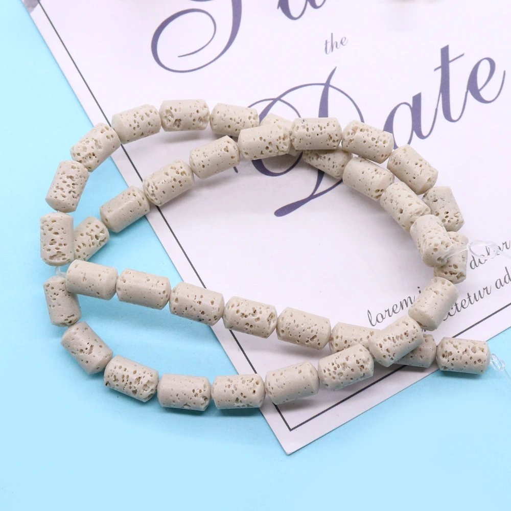 Натуральная колонна из вулканической породы черные свободные бусины цилиндр