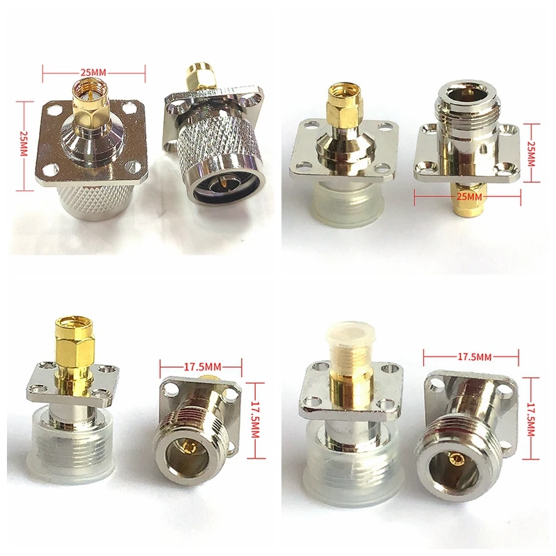 para Sma Macho Fêmea Buraco Flange Conector n tipo Macho Fêmea para Sma Furos Flange Chassis Montagem do Painel Soquete de Bronze Novo L16 n