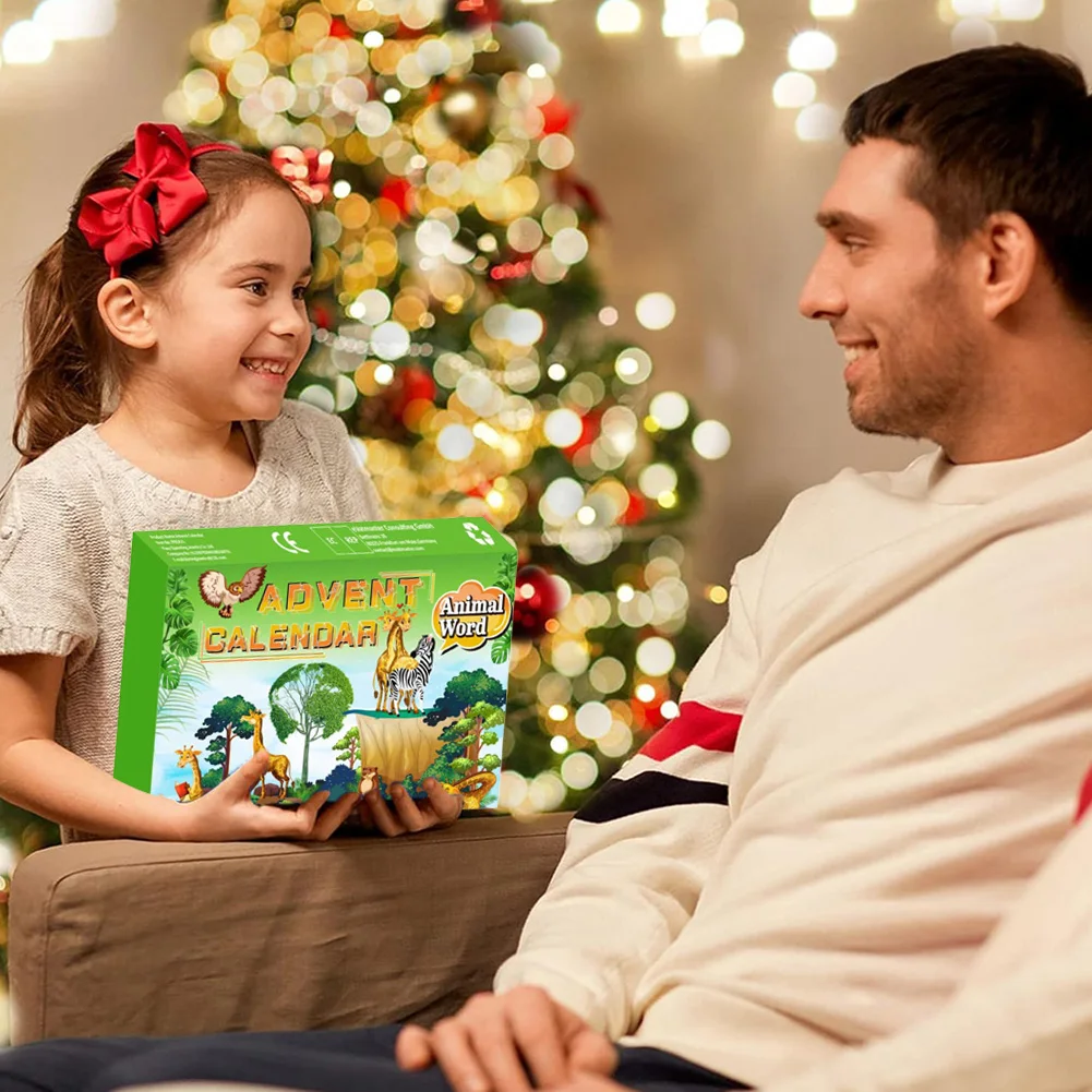 Детский рождественский календарь обратного отсчета с животными и реалистичной