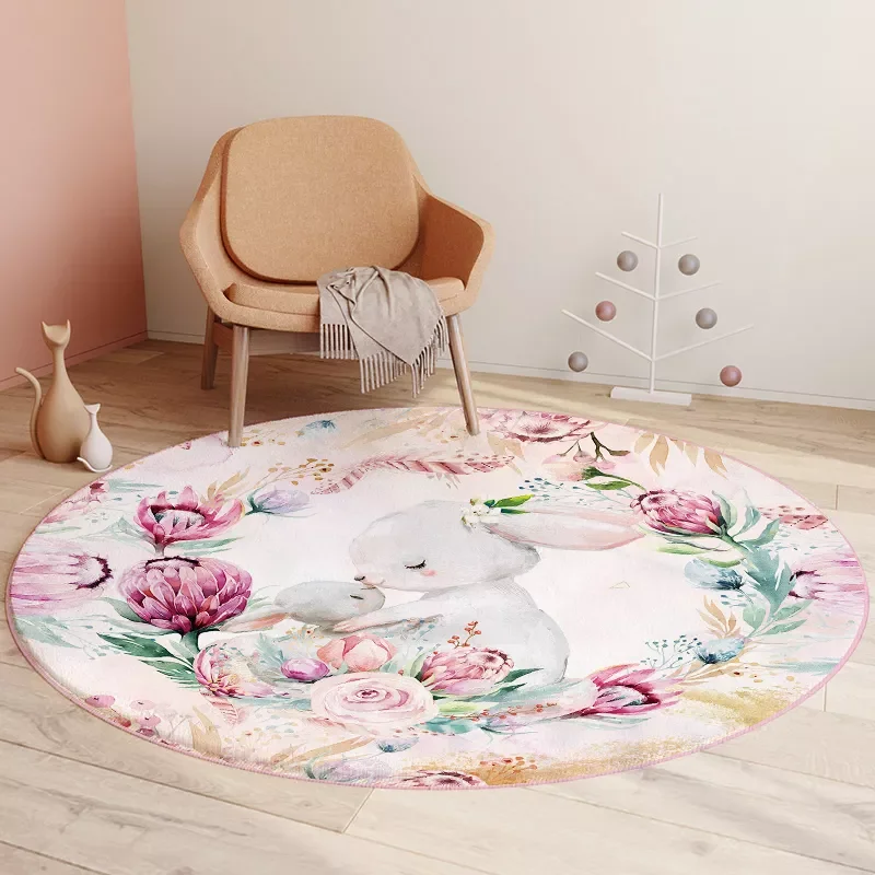 

Cartoon Printed Carpet For Children's Room Non-slip Round Rug Modern Living Room Decorative Carpets Kid Washable Large Area