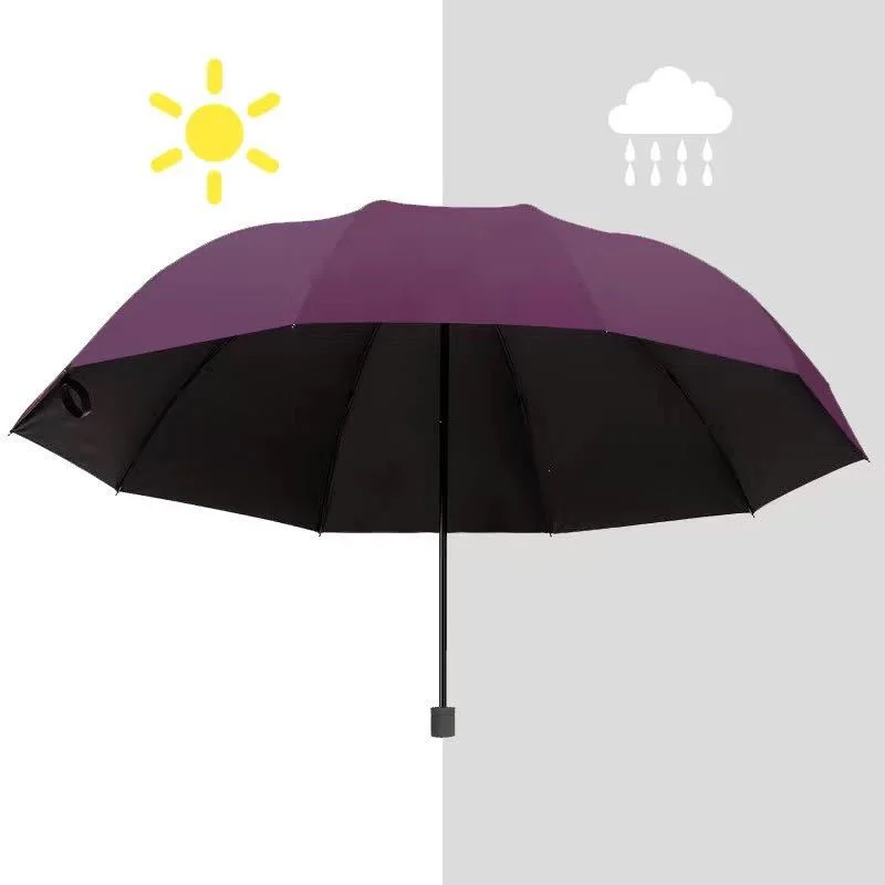 Полностью складной зонт из двойной кости с 12 костями для защиты от солнца