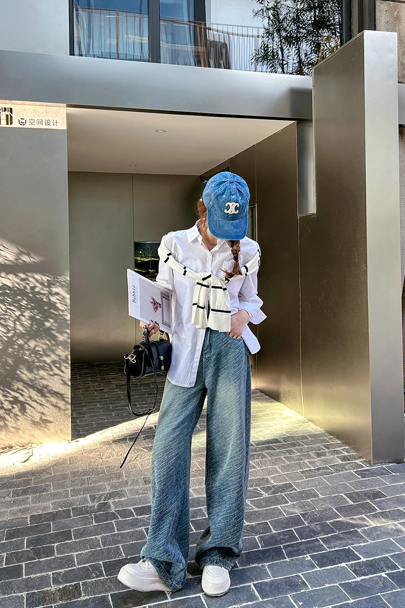 ZMAYC женские модные свободные джинсы для женщин новые зимние повседневные широкие