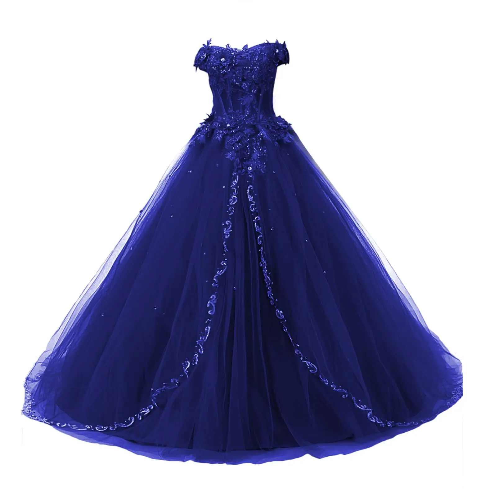 Фото Длинное бальное платье BM, платье Quinceanera, кружевные вечерние платья, тюль, сладкий 16, вечернее платье для выпускного вечера, Vestido De 15 Anos №3