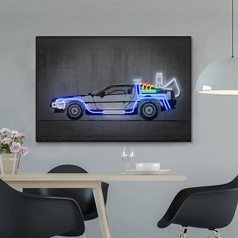 Абстрактные картины на холсте гоночные Неоновые Настенные постеры и принты для