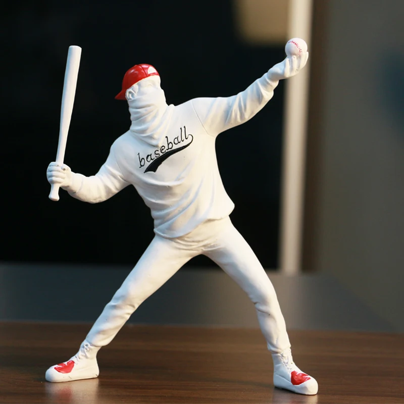 

Resin Banksy Sculpture Baseball Statue Home Decor Indoor Baseball Decor Accessories Figurine Crafts living room decoration