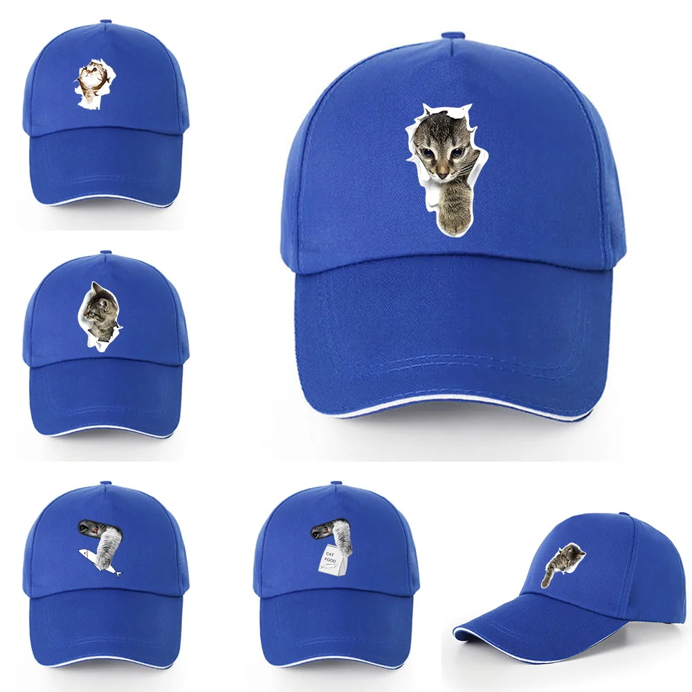 

Unisex Fashion Baseball Caps Adjustable Snapback Visors Hat Cat Print Street Hip Hop Cap for Men Women Simple Sunscreen Sun Hats