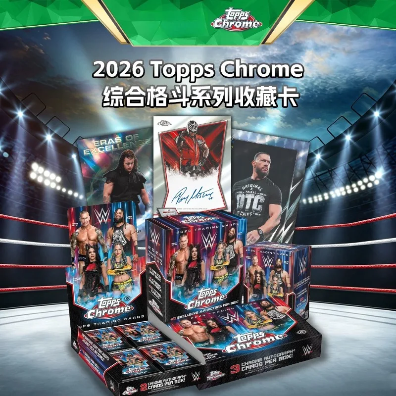 Фото Оригинальный коллекционный набор Topps Chrome WWE 2026: Запечатанная коробка для хобби-коллекционеров, официальные карточки для обмена, автографы, рефракторы, параллели, премиум-качество №2