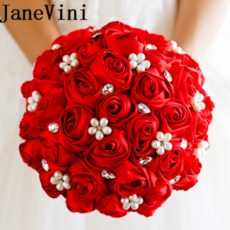 

Свадебные букеты с красным кристаллом для свадьбы с жемчугом, Искусственные Свадебные цветы, роза, брошь для невесты, букеты, свадебные буке...