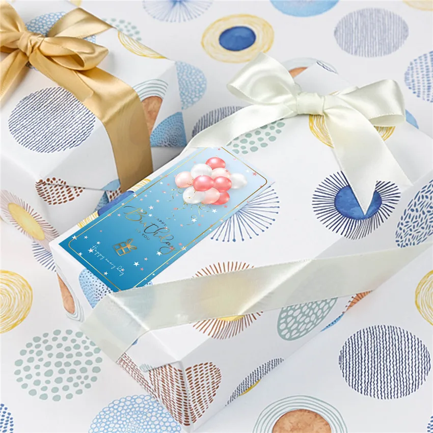 

50Pcs Exquisite Happy Birthday Stickers Party Decoration Pink blue Waterproof Sticker Kids Toys Small Gift Packaging Seal Labels