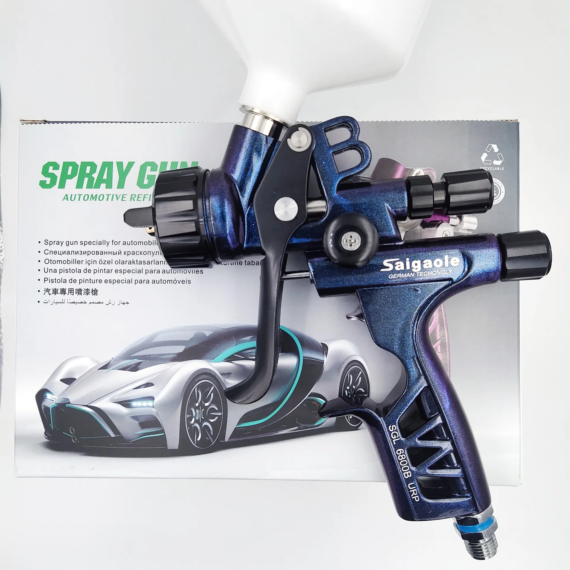 

Saigaole 1.3 Caliber Upper Pot Spray Gun Car Surface Spray Gun High Atomization Pneumatic Tool 600ML Spray Paint Cans Spray Gun