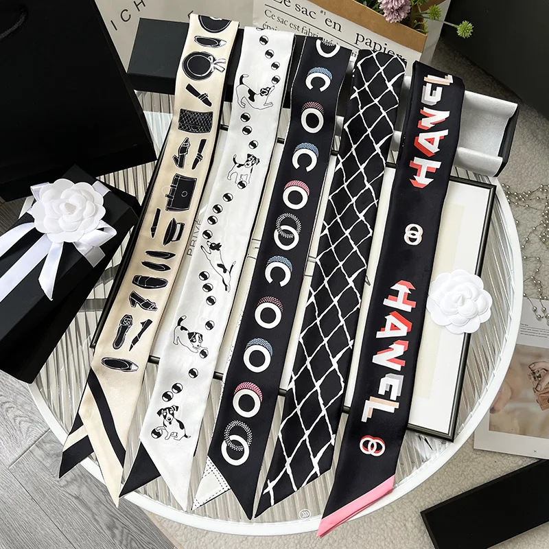 

100% шелк C тяжелый Шелковый шарф маленький аромат стильный длинный тонкий узкий галстук сумка лента декоративные растяжки шейный галстук повязка на голову подарок