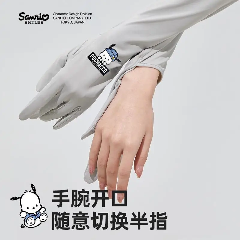 Летние тонкие ледяные рукава Hello Kitty Cinnamoroll для верховой езды спортивные шелковые