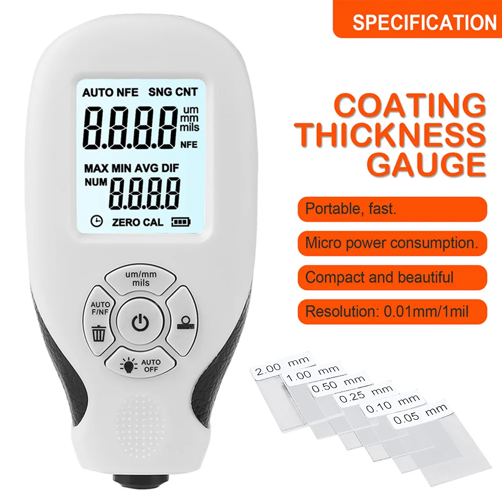 

HW-300 Digital Coating Thickness Gauge 1micron/0-1300 Car Paint Film Thickness Tester MFE/NFE Manual Paint Tool