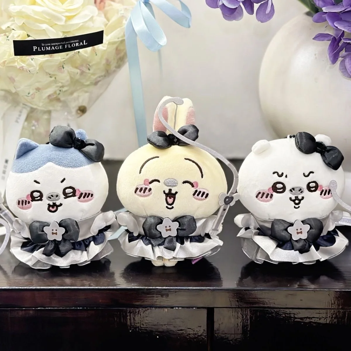 Фото Плюшевый брелок-подвеска Chiikawa Hachiware Usagi Momonga из серии Black Magic для украшения рюкзака, подарок на день рождения для пары №1