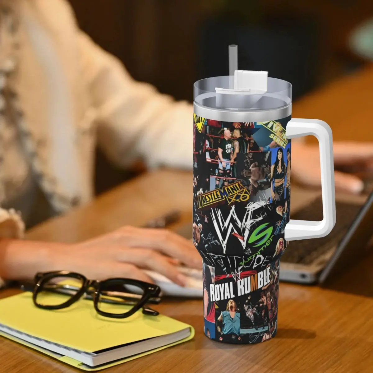 Фото Стакан из нержавеющей стали Wrestlemania, кофейная кружка для борьбы, сохраняет тепло, кружки для горячих напитков, чашка, бутылка для воды с принтом для путешествий №5