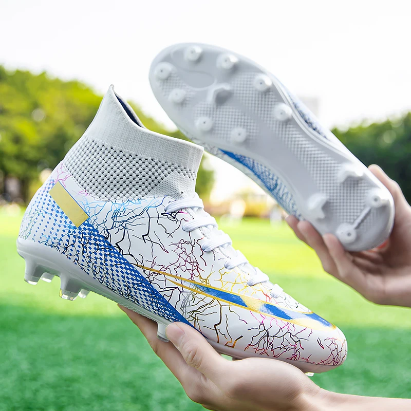 

2023 NEW Men Soccer Shoes Adult Kids High Ankle Football Boots Cleats Grass Training Sport Footwear Men‘s Sneakers