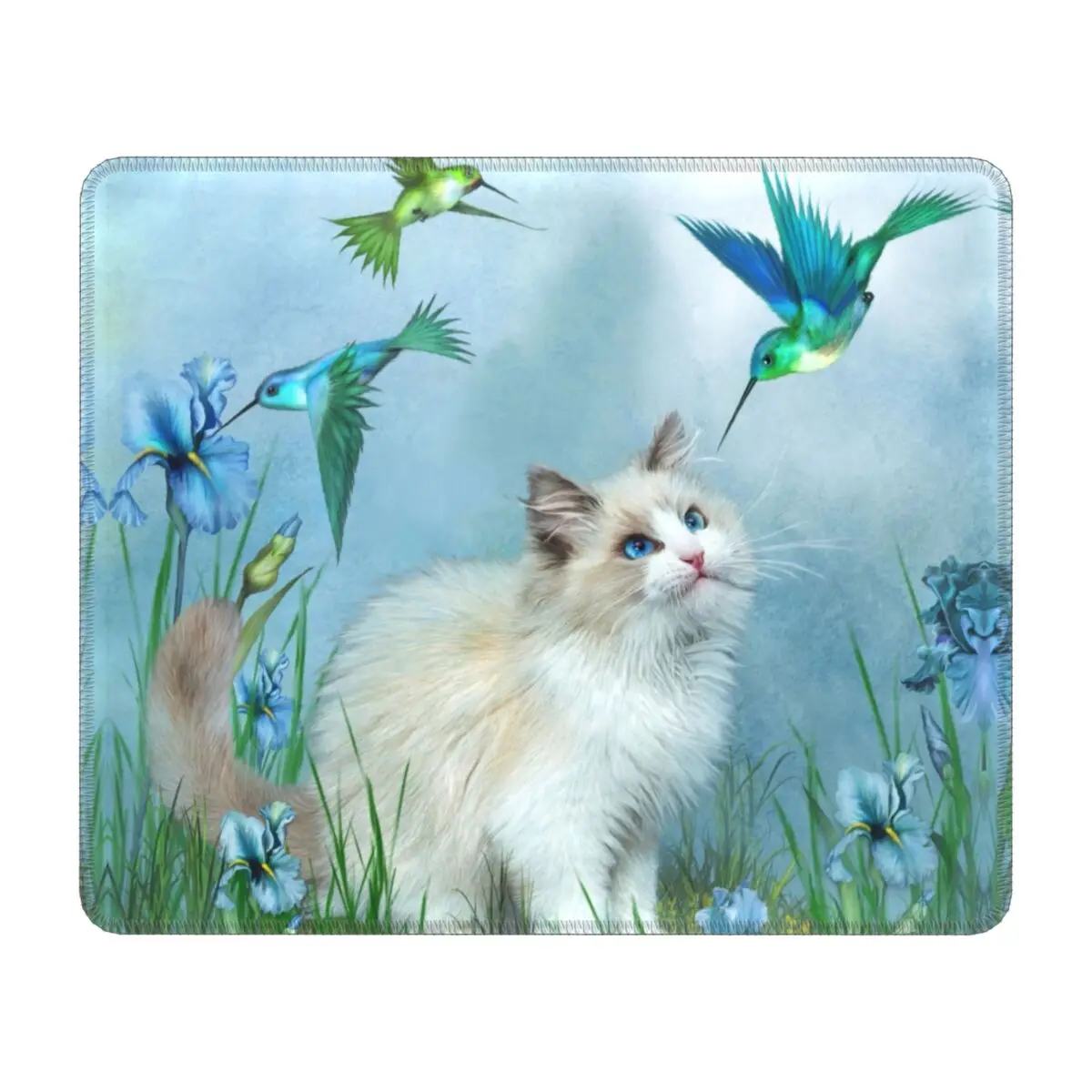 

Резиновый коврик для мыши Ragdoll с котом и Колибри, Нескользящий Резиновый игровой коврик для мыши, аксессуары для котят в саду и офисе