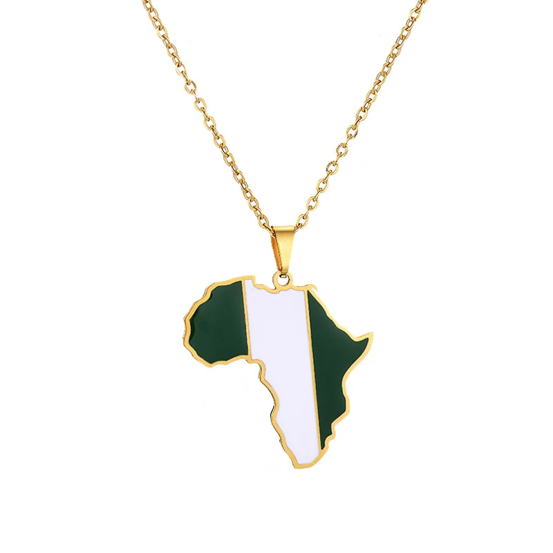 

Africa Map Pendant Necklace for Men Women Nigeria Congo Chain Necklaces Stainless Steel Fashion Jewelry Friends Gifts