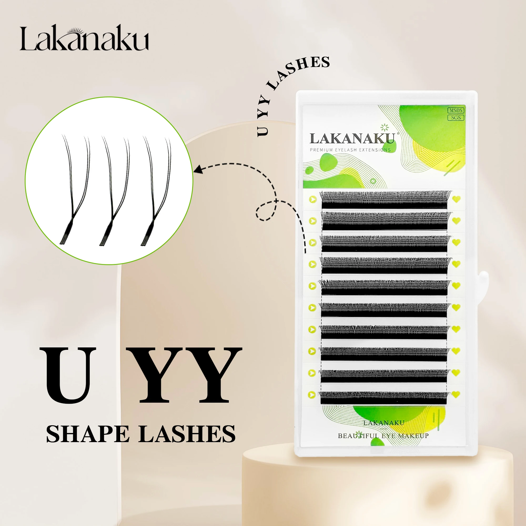Фото LAKANAKU New U YY Lash U Lash Shape Наращивание ресниц Shaped Bloom Eye Lashes Натуральные мягкие DIY Готовые веерные наращивания ресниц №4